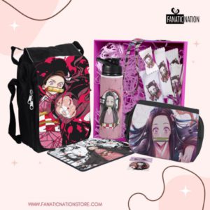 Pack Nezuko Modelo #02 (Lonchera, tomatodo, mouse pad, lanyard, cartuchera)